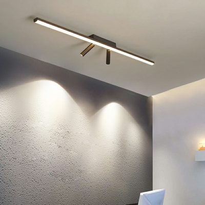 3 Light Ceiling Mounted Fixture Minimalist Style Linear Shape Metal Flushmount Lighting