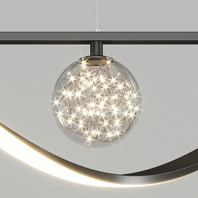 4 Light Pendant Chandelier Vintage Style Globe Shape Metal Hanging Lamps