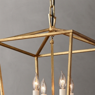 4 Light Pendant Light Fixtures Industrial Style Cage Shape Metal Hanging Chandelier