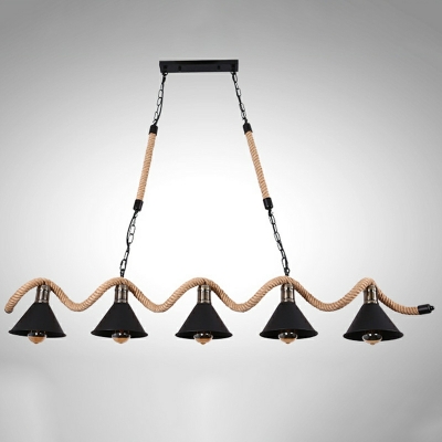 5 Light Pendant Chandelier Industrial Style Cone Shape Metal Hanging Lamp Kit