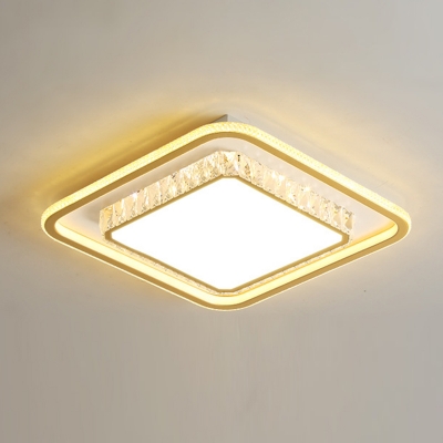 Geometrical Crystal Flush Mount Light Modern Bedroom Ceiling Lamp