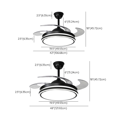 Hanging Fans Contemporary Style Drum Shape Metal Pendant Fan in Remove Control