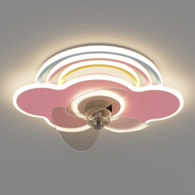 Modern LED Ceiling Fan Light Creative Rainbow Cloud Ceiling Mounted Fan Light