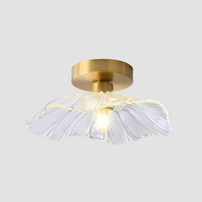 Nordic Glass Celling Light Modern 1 Head Lotus Shade Flushmount Light