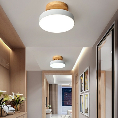Nordic Wooden LED Ceiling Lamp Creative Macaron Color Ceiling Light Fixture