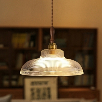 Vintage Walnut Hanging Lamps Modern Style Glass Pendant Lighting