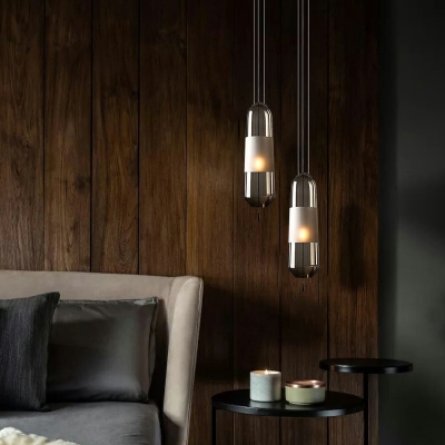 1 Light Glass Pendant Light Modern Style Hanging Light for Bedroom Bedside