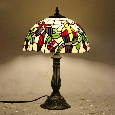 1 Light Nightstand Lights Tiffany Style Bowl Shape Metal Dining Table Light