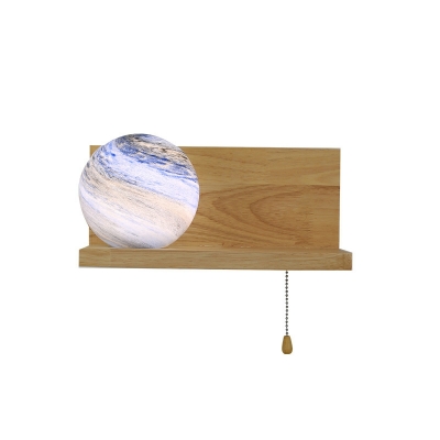 1 Light Sconce Lights Simple Style Ball Shape Wood Wall Lighting Fixtures