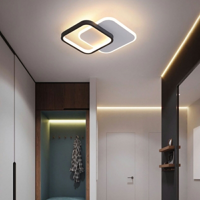 2 Light Flush Light Fixtures Contemporary Style Geometric Shape Metal Ceiling Mounted Lights