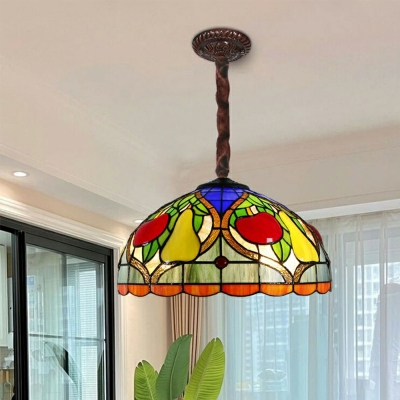 American Light Luxury Hanging Lamp Tiffany Style Stained Glass 1 Head Suspended Light