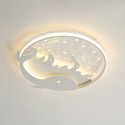 Whale Ceiling Lamp Acrylic Cartoon LED Flush Mounted Light