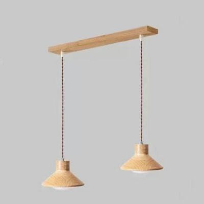 Wood Hanging Ceiling Lights Modern Style Cone Shape Pendant Lighting