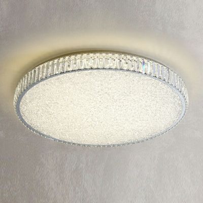 1 Light Flush Light Fixtures Minimalistic Style Round Shape Crystal Ceiling Mounted Lights