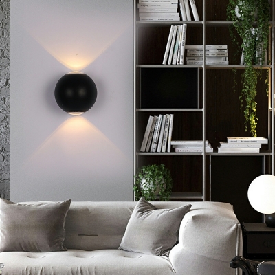2 Light Sconce Lights Minimalist Style Globe Shape Metal Wall Mounted Lamps