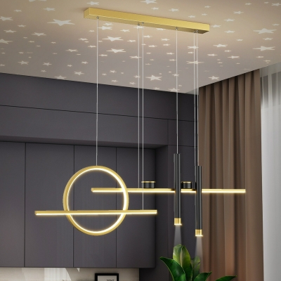 7 Light Pendant Light Fixtures Modern Style Tube Shape Metal Hanging Lamps