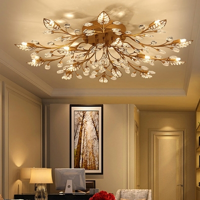 European Creative Crystal Ceiling Lamp Modern Wrought Iron Ceiling Light Fixture