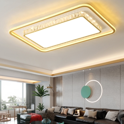 Geometrical Crystal Flush Mount Light Modern Bedroom Ceiling Lamp