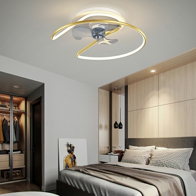 Led Flush Fan Light Children's Room Style Acrylic Flush Mount Ceiling Light for Bedroom