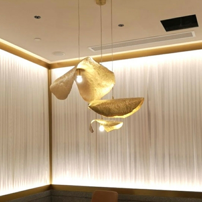 Metal Lotus Leaf Drop Pendant Creative Postmodern Single Hanging Light Fixture