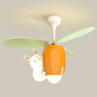Modern Creative LED Ceiling Fans Simple Cartoon Rabbit Ceiling Mounted Fan Light