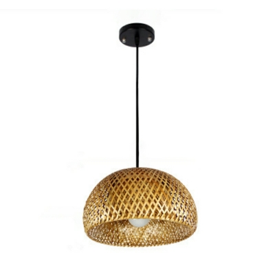 Modern Lantern Hanging Light Kit Bamboo Dining Room Pendant Lamp