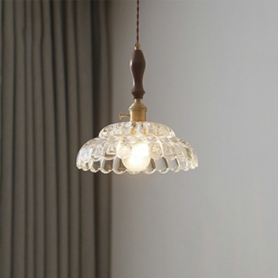 Vintage Walnut Hanging Lamps Modern Style Glass Pendant Lighting