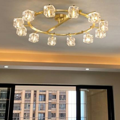 12 Light Flush Light Fixtures Simple Style Square Shape Metal Ceiling Mounted Lights