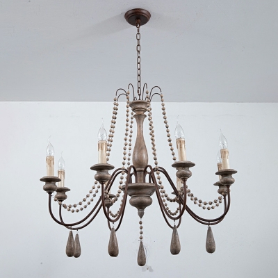 12 Light Pendant Chandelier Traditional Style Candle Shape Metal Hanging Light Kit