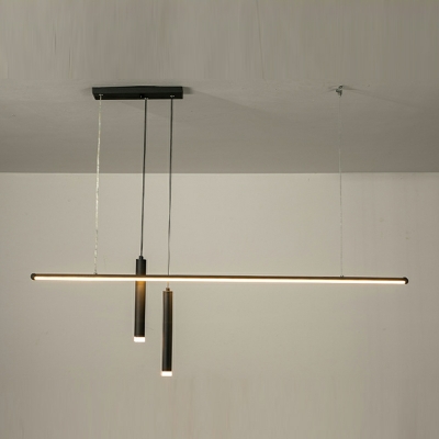 3 Light Ceiling Pendant Light Modern Style Linear Shape Metal Hanging Lamp Kit