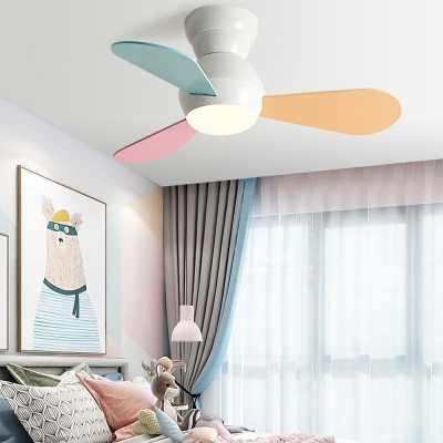Creative Macaron Ceiling Fan Light Simple LED Ceiling Fan Light for Children's Room