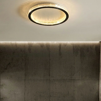 Crystal Round Shape Ceiling Lamp Modern LED Flush Mount Light for Bedroom