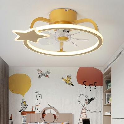 Flush Mount Fan Lamps Kid's Room Style Acrylic Led Flush Mount for Living