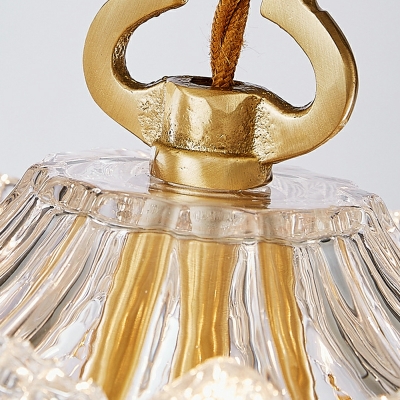 French Light Luxury Brass Single Pendant Retro Crystal Glass Hanging Lamp