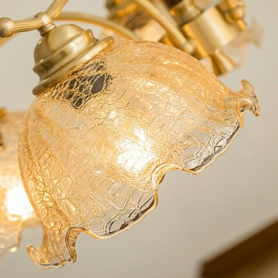 French Light Luxury Wooden Chandelier Modern Brass Chandelier for Living Room