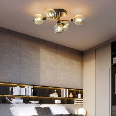 Postmodern Metal Ceiling Light Fixture Creative Glass Ball Ceiling Lamp