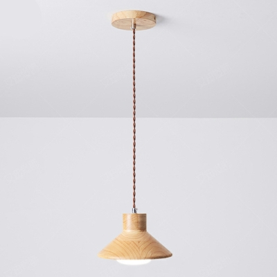 Wood Hanging Ceiling Lights Modern Style Cone Shape Pendant Lighting