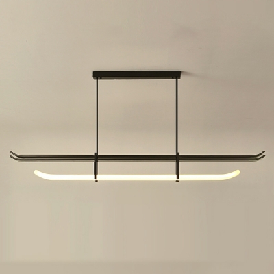 1 Light Pendant Light Fixtures Modern Style Linser Shape Metal Hanging Chandelier