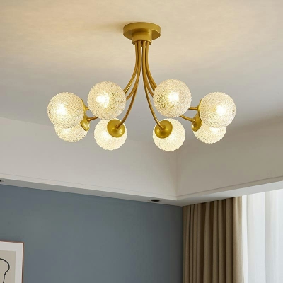 8 Light Flush Light Fixtures Traditional Style Ball Shape Metal Ceiling Mounted Light