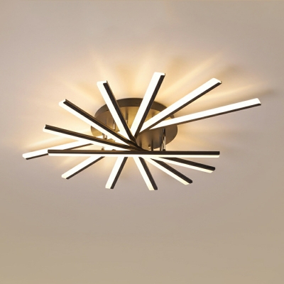 9 Light Flush Light Fixtures Simple Style Linear Shape Metal Ceiling Mounted Lights