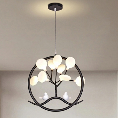 9 Light Pendant Light Fixtures Modern Style Ring Shape Metal Hanging Chandelier
