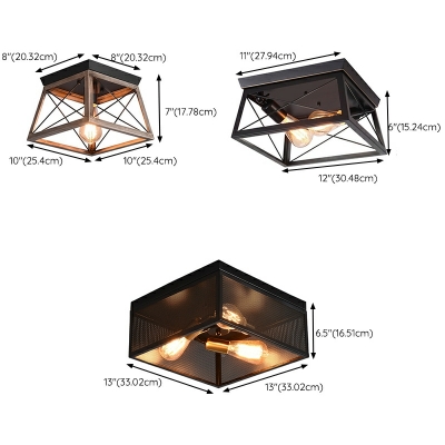 American Simple Iron Frame Ceiling Lamp Retro Industrial Style Ceiling Light Fixture