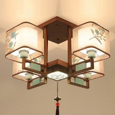 Chinese Classical Fabric Ceiling Lamp Traditional Creative Embroidery Ceiling Light Fixture