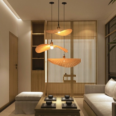 Hanging Lamps Modern Style Pendant Lighting Fixtures Bamboo for Bedroom