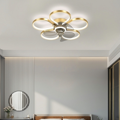 Metal Flush Light Fixtures Modern Style Flush Mount Fan Lamps for Living Room