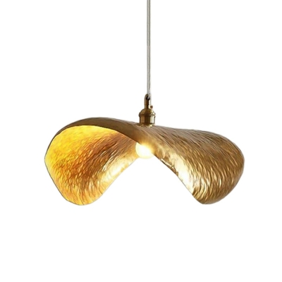Metal Lotus Leaf Drop Pendant Creative Postmodern Single Hanging Light Fixture