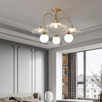 Nordic Personalized Glass Ball Ceiling Lamp Post-modern Lotus Leaf Ceiling Lamp