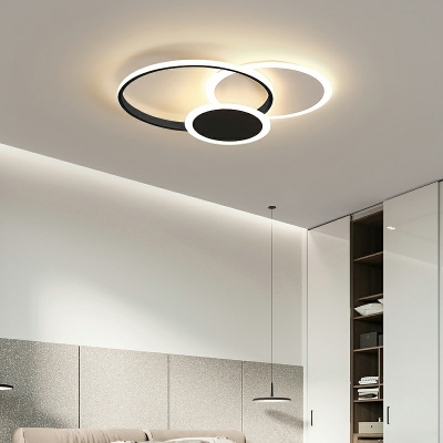 Round Flush Ceiling Light Modern Aluminium Living Room Flush Lamp