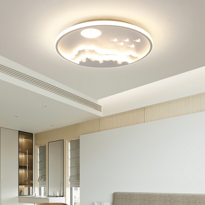 Round LED Light Fixture Landscape Acrylic Ceiling Mount Light