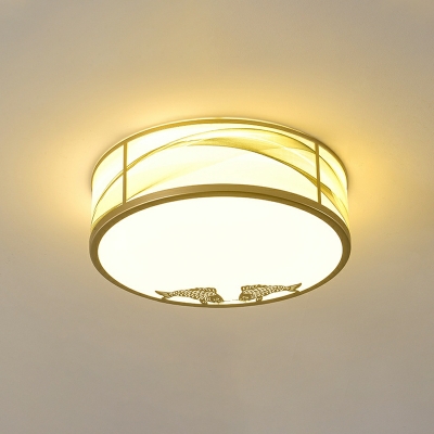 1 Light Ceiling Mounted Fixture Minimalist Style Drum Shape Metal Flushmount Lighting